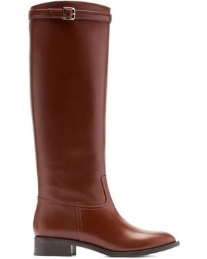 SCAROSSO Lauren Knee-High Leather Boots - Brown