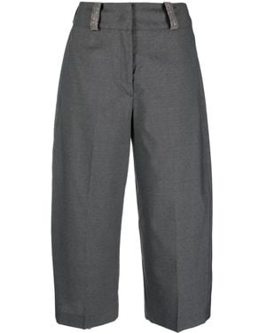 Fabiana Filippi Pressed-Crease Wool Cropped Trousers - Grey