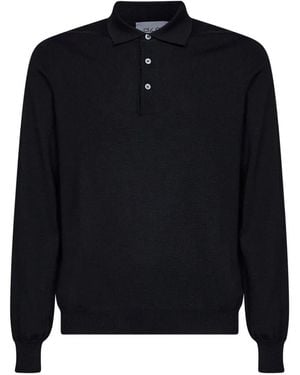 D4.0 Long-Sleeve Knitted Polo Shirt - Blue