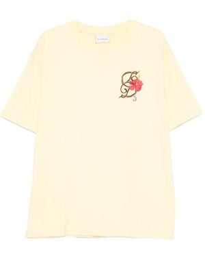 Drole de Monsieur D Hibiscus Brodée T-Shirt - Natural