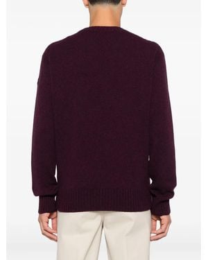 Moncler Crew-Neck Logo-Patch Jumper - Purple