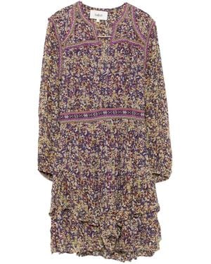 Ba&sh Robe Courte Volantée À Fleurs - Violet