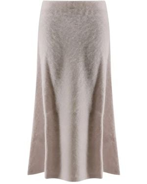 Nude Elastic-Waistband Midi Skirt - Grey