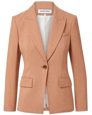 Veronica Beard Single-Breasted Linen-Texture Blazer - Pink