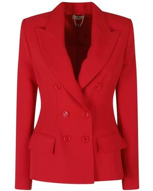 Elisabetta Franchi Double-Breasted Peaked-Lapel Jacket - Red