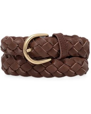 Les Deux Braided Leather Belt - Brown