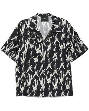 John Richmond Guitar-Print Short-Sleeves Shirt - Black