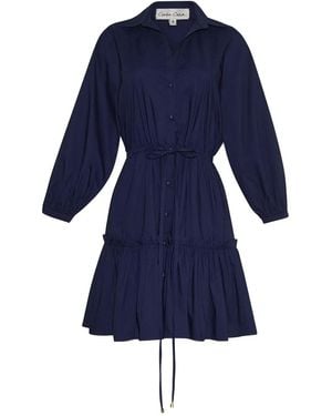 Cara Cara Robin Button-Detailed Tiered Mini Dress - Blue