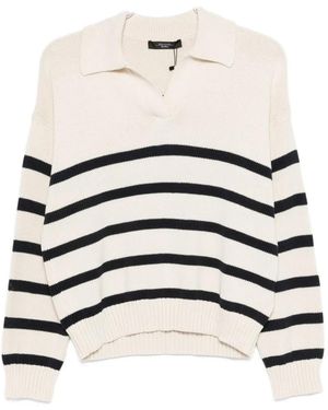Weekend by Maxmara Long-Sleeve Striped Sweater - White
