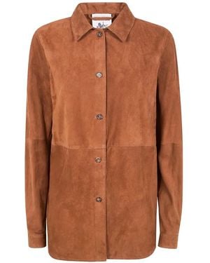 Semicouture Paneled Suede Shirt - Brown