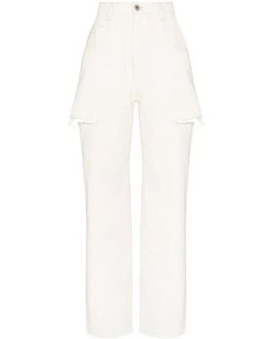 Maison Margiela ダメージ ストレートジーンズ - ホワイト