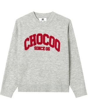 Chocoolate Logo-Patch Crew-Neck Sweater - White