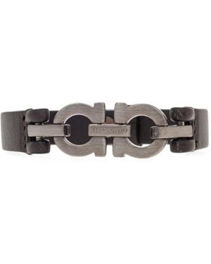 Ferragamo Double-Gancini Leather Bracelet - White