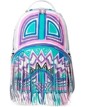 Sprayground Fringed Graphic-Print Backpack - Blue