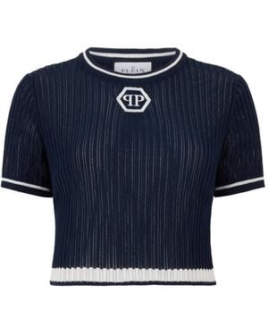 Philipp Plein Camiseta con detalle del logo - Azul