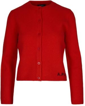 A.P.C. Cardigan mit Logo - Rot