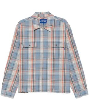 AWAKE NY Rivington Checked Zip Shirt - Blue