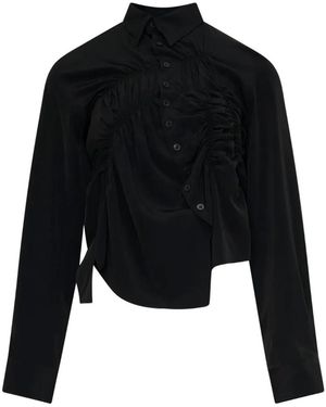Y's Yohji Yamamoto Chemise Asymétrique Froncée - Black