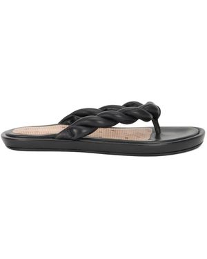 Red(V) Braided-Straps Flip Flops - White