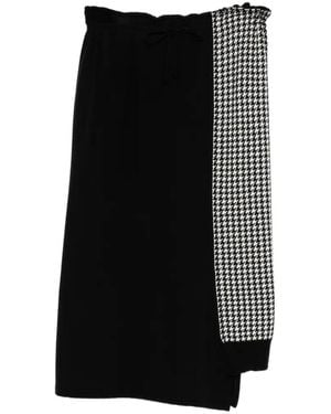 Y's Yohji Yamamoto Houndstooth-Panel Drawstring Skirt - Black