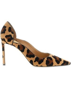 Francesco Russo 95Mm Leopard Pony-Hair Court Shoes - Metallic