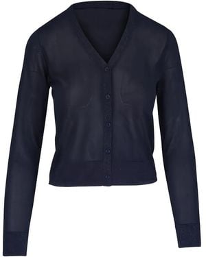 Kinross Cashmere V -Neck Cardigan - Blue