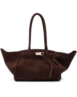Benedetta Bruzziches Schultertasche aus Wildleder - Braun