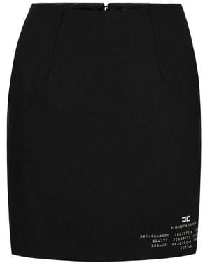 Elisabetta Franchi Wool Mini Skirt With Logo Print - Black