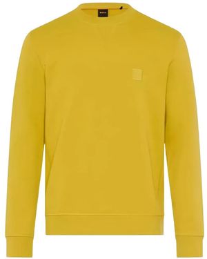 BOSS Square-Patch Crew-Neck Sweatshirt - Yellow