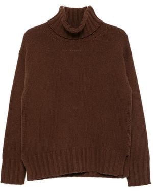 Jucca Ribbed-Knit Roll-Neck Sweater - Brown