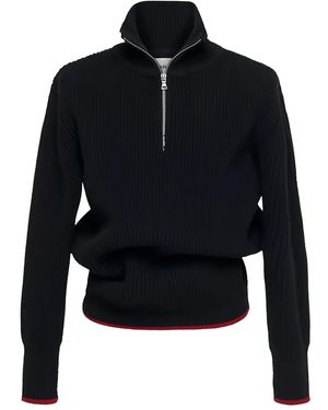 O.FILES Zip-Up Funnel-Neck Jumper - Blue