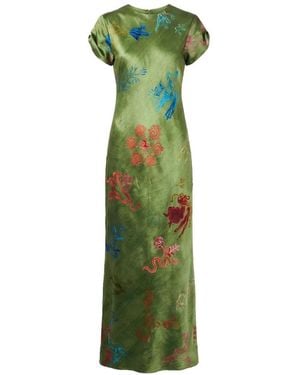 Alejandra Alonso Rojas Printed Maxi Dress - Green