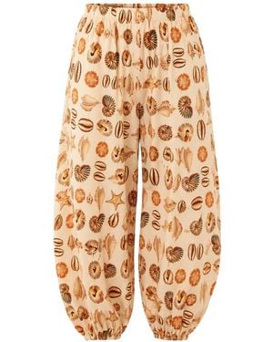 FARM Rio Shell-Print Balloon Trousers - White