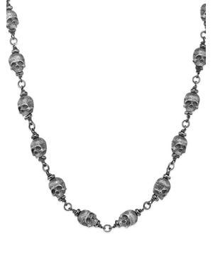 David Yurman Sterling Memento Mori Skull Rosary Necklace (9Mm) - Metallic