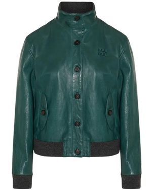 Miu Miu Leather Jacket - Green