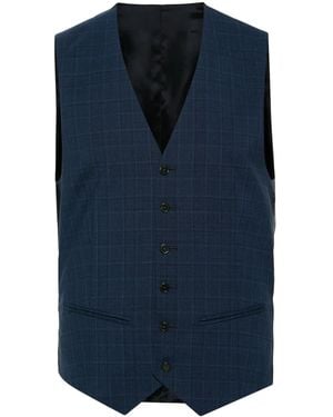 Fursac Prince-Of-Wales-Check Wool Waistcoat - Blue