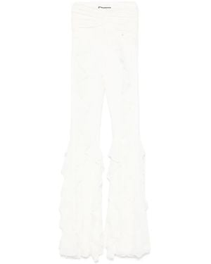 Nissa Ruffled Mesh Trousers - White