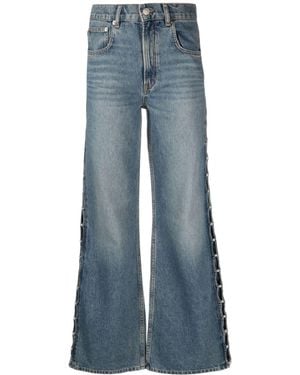 Maje Faux-Pearl High-Rise Flared Jeans - Blue