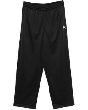 Stussy Logo-Embroidered Track Trousers - Black