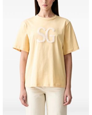 Stine Goya Logo Embroidered T-Shirt - Natural