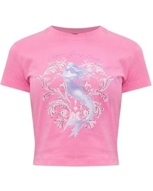 Versace Jeans Couture Mermaid-Graphic Cotton T-Shirt - Pink