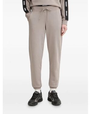 DKNY High-Rise Logo-Waistband Track Trousers - Brown