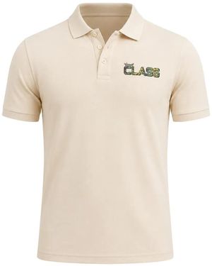 Roberto Cavalli Chest-Print Polo Shirt - Natural