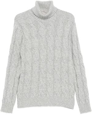 Eleventy Cable-Knit Turtleneck Jumper - White