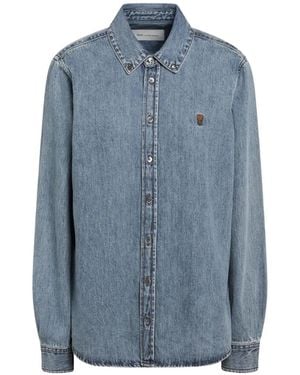 Ami Paris Denim Shirt With Ami De Coeur - Blue