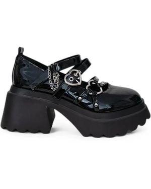Altercore Aria Heart-Buckle Court Shoes - Black