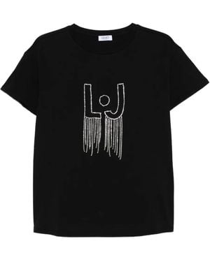 Liu Jo Embellished-Logo T-Shirt - Black