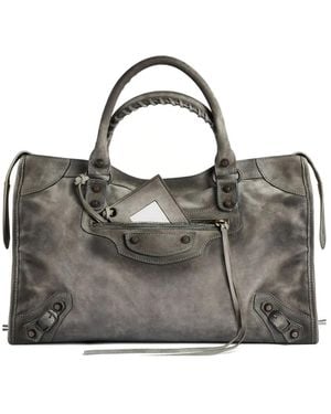Balenciaga Bolso Shopper Le City Mediano De Ante Encerado - Gris