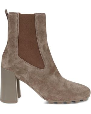 Hogan Block-Heel Suede Chelsea Boots - Brown