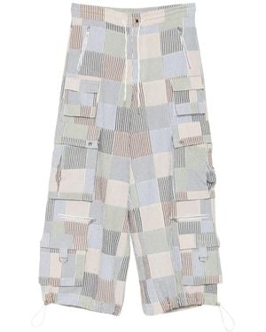 Cynthia Rowley Millie Patchwork Cargo Trousers - White